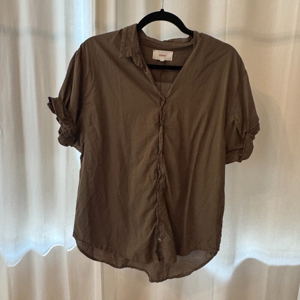 Xirena Olive Button Down - Short Sleeve